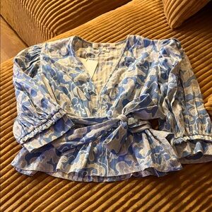 Diane Von Furstenberg Blue and White Blouse